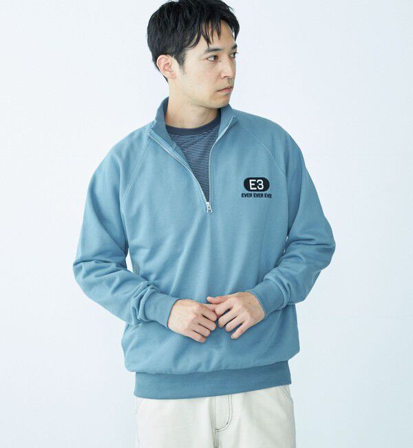 SHIPS「City Ambient Products: エンブロイダリー ハーフジップ スウェット」|スウェット・ジャージ|