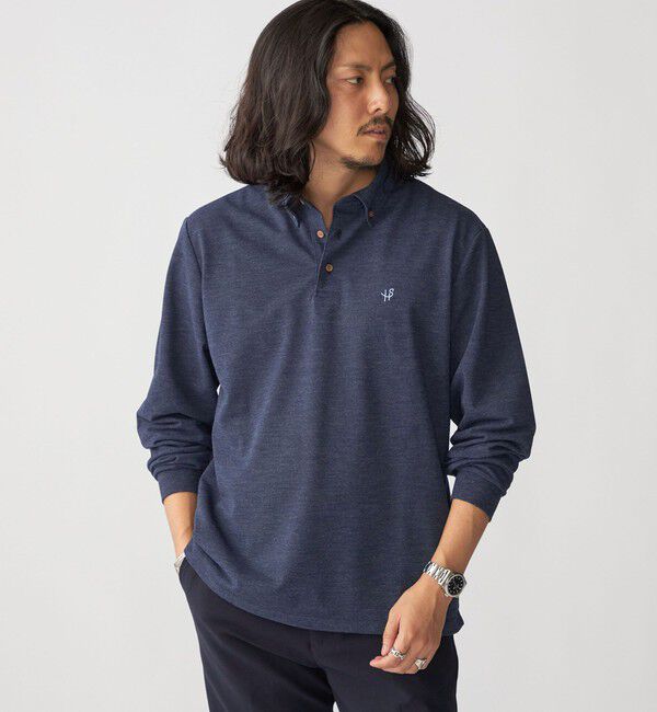 SHIPS「【WEB限定】SHIPS: 吸水速乾・UVケア Drymix（R）ワンポイントロゴ ボタンダウン 長袖ポロシャツ」|ポロシャツ|