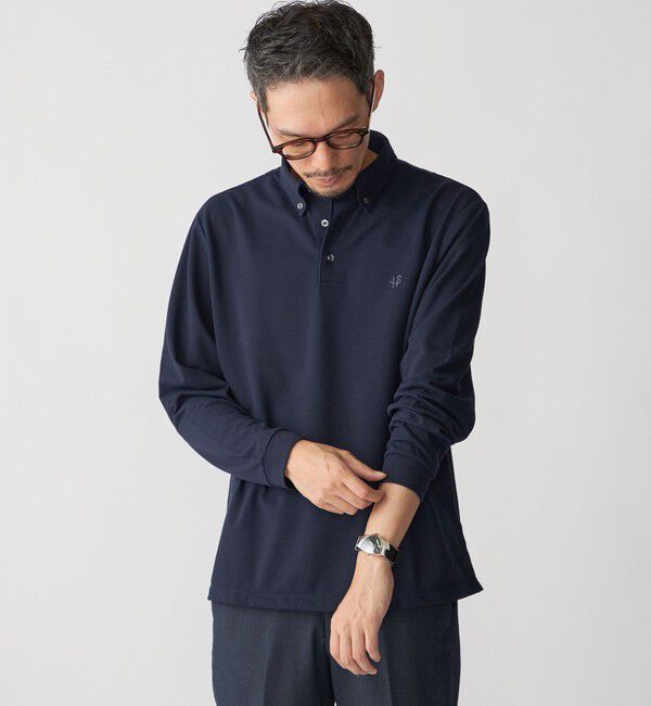 SHIPS「【WEB限定】SHIPS: 吸水速乾・UVケア Drymix（R）ワンポイントロゴ ボタンダウン 長袖ポロシャツ」|ポロシャツ|