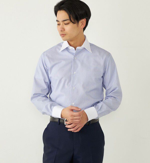 SHIPS Colors 「SHIPS Colors:イージーケア クレリック ストライプ ワイドカラー シャツ◇」|シャツ・ブラウス|