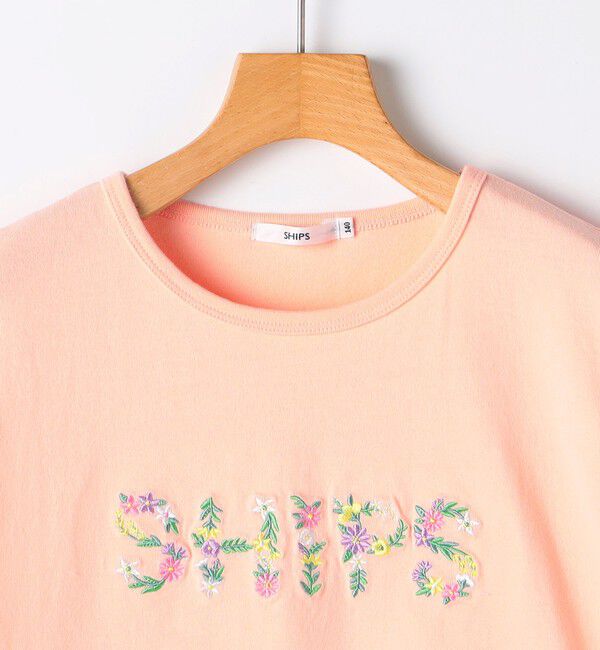 SHIPS KIDS「SHIPS KIDS:140～150cm / ガーリー 刺繍 ロゴ Tシャツ」|Tシャツ・カットソー|