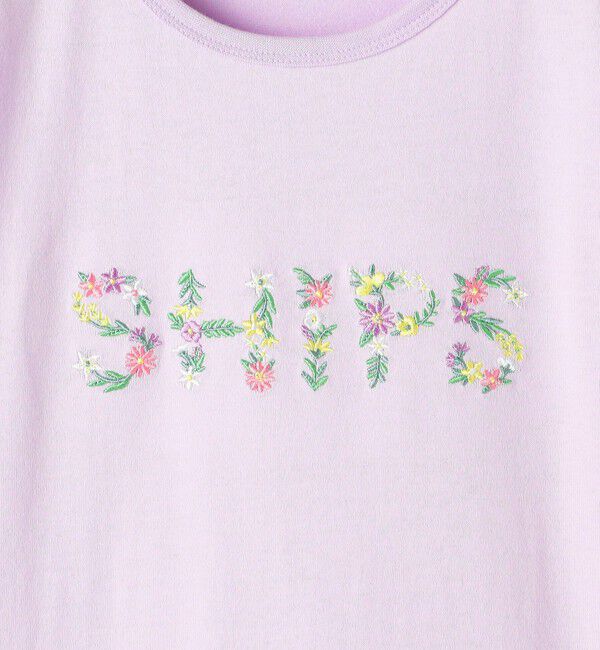 SHIPS KIDS「SHIPS KIDS:140～150cm / ガーリー 刺繍 ロゴ Tシャツ」|Tシャツ・カットソー|