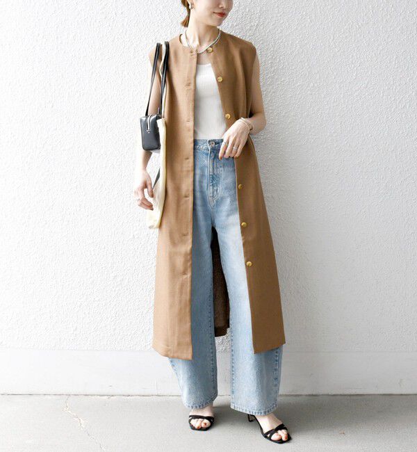 SHIPS any「SHIPS any:〈洗濯機可能〉リネンライク ジレ ワンピース &times; イージー パンツ セットアップ」|その他|