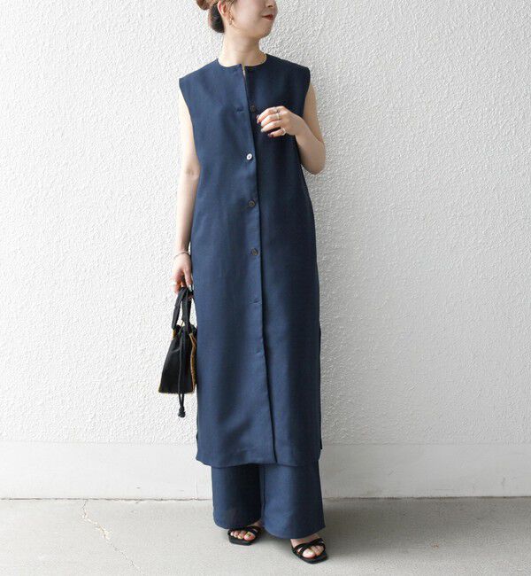 SHIPS any「SHIPS any:〈洗濯機可能〉リネンライク ジレ ワンピース &times; イージー パンツ セットアップ」|その他|