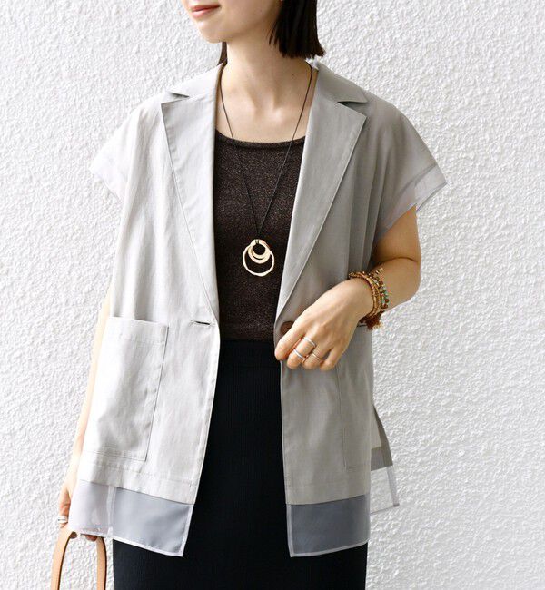 SHIPS for women「【WEB限定】〈手洗い可能〉シアー コンビ テーラード ベスト」|ベスト・ジレ|