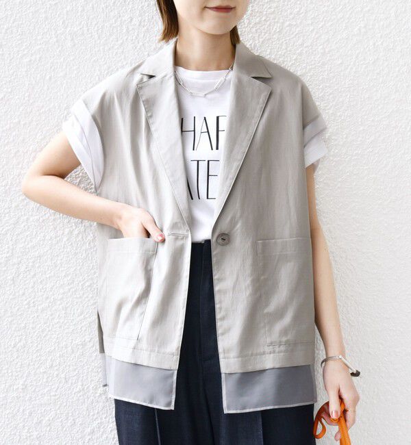 SHIPS for women「【WEB限定】〈手洗い可能〉シアー コンビ テーラード ベスト」|ベスト・ジレ|