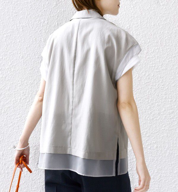 SHIPS for women「【WEB限定】〈手洗い可能〉シアー コンビ テーラード ベスト」|ベスト・ジレ|