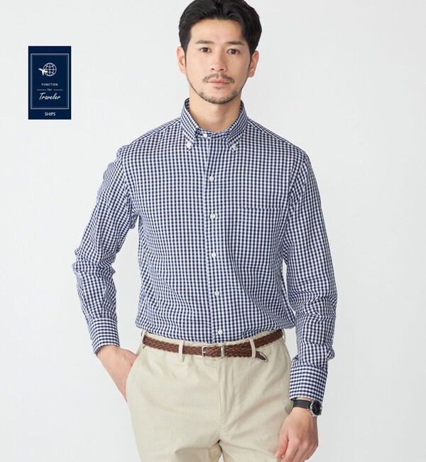 SHIPS「SHIPS: イタリアン ボタンダウン パナマ ギンガムチェック シャツ」|シャツ・ブラウス|ネイビー