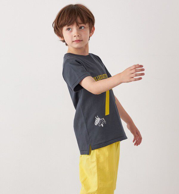 SHIPS any「【SHIPS any別注】Collegiate Pacific:〈洗濯機可能〉Vガゼット プリント & 刺繍 Tシャツ<KIDS>」|Tシャツ・カットソー|