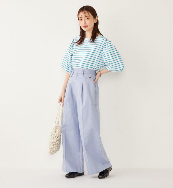 SHIPS Colors 「SHIPS Colors:〈洗濯機可能〉カラー ボーダー ギャザー スリーブ プルオーバー」|Tシャツ・カットソー|