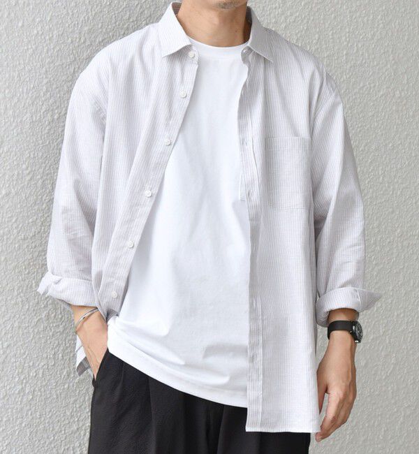 SHIPS any「SHIPS any: コットン/リネン ストライプ 7分袖 レギュラー シャツ◇◇」|シャツ・ブラウス|
