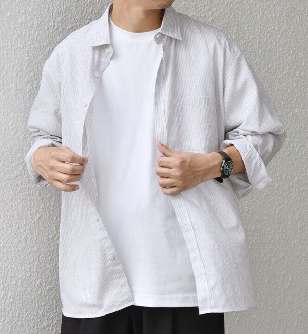 SHIPS any「SHIPS any: コットン/リネン ストライプ 7分袖 レギュラー シャツ◇◇」|シャツ・ブラウス|