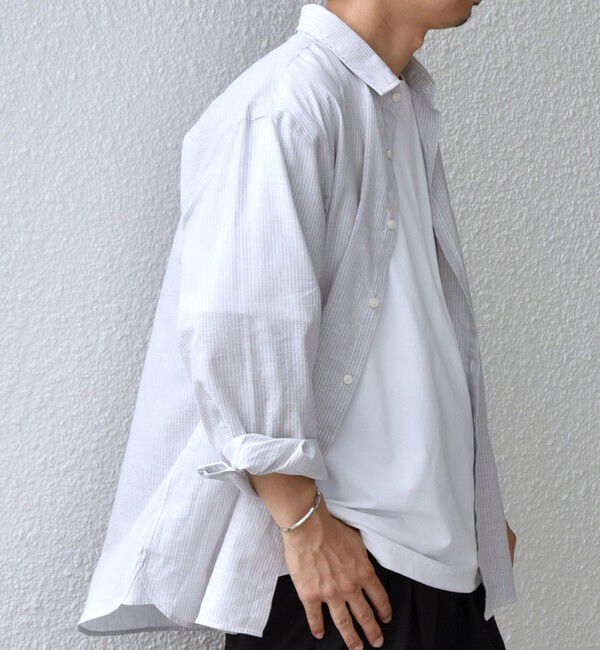 SHIPS any「SHIPS any: コットン/リネン ストライプ 7分袖 レギュラー シャツ◇◇」|シャツ・ブラウス|