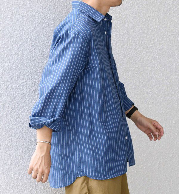 SHIPS any「SHIPS any: コットン/リネン ストライプ 7分袖 レギュラー シャツ◇◇」|シャツ・ブラウス|