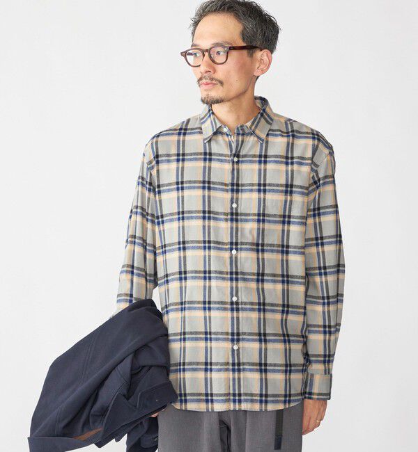 SHIPS「SHIPS: BEZ レギュラーカラー ネル チェック シャツ」|シャツ・ブラウス|ライトブルー