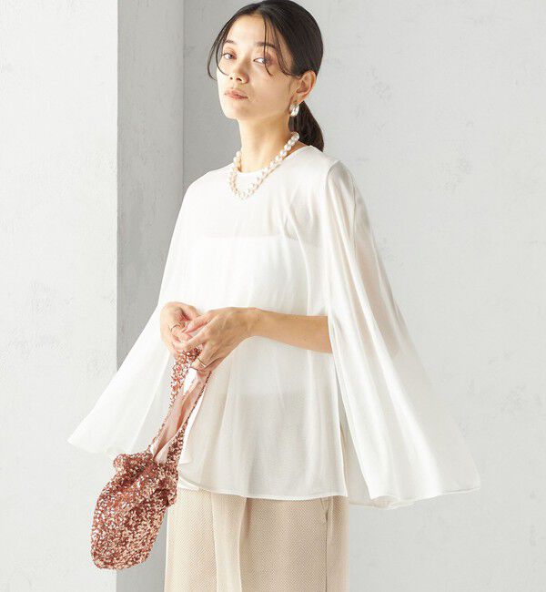 SHIPS for women「troisiemeCHACO:〈洗濯機可能〉シアー ケープ ブラウス」|シャツ・ブラウス|
