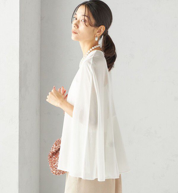 SHIPS for women「troisiemeCHACO:〈洗濯機可能〉シアー ケープ ブラウス」|シャツ・ブラウス|
