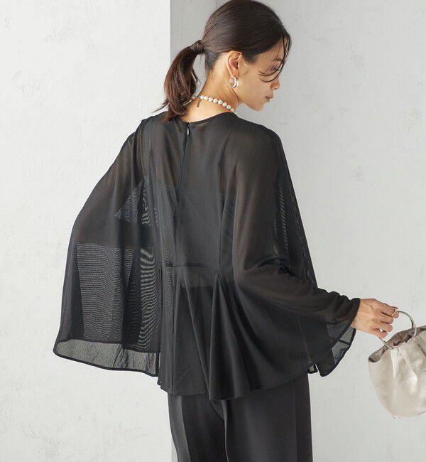 SHIPS for women「troisiemeCHACO:〈洗濯機可能〉シアー ケープ ブラウス」|シャツ・ブラウス|