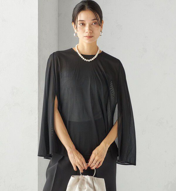 SHIPS for women「troisiemeCHACO:〈洗濯機可能〉シアー ケープ ブラウス」|シャツ・ブラウス|