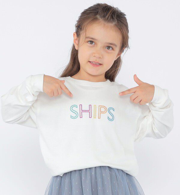 SHIPS KIDS「SHIPS KIDS:100～130cm/刺繍 ロゴ ロングスリーブ Tシャツ」|Tシャツ・カットソー|