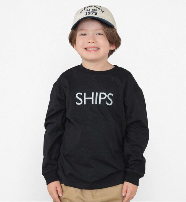 SHIPS KIDS「SHIPS KIDS:100～130cm/刺繍 ロゴ ロングスリーブ Tシャツ」|Tシャツ・カットソー|