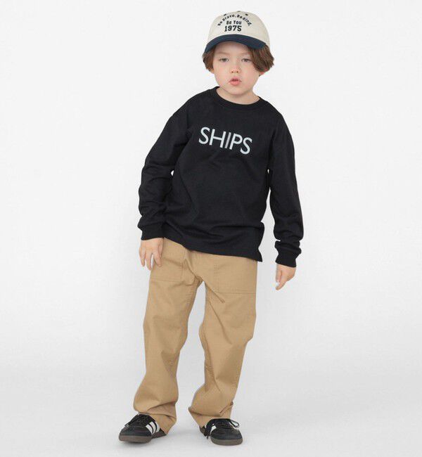 SHIPS KIDS「SHIPS KIDS:100～130cm/刺繍 ロゴ ロングスリーブ Tシャツ」|Tシャツ・カットソー|