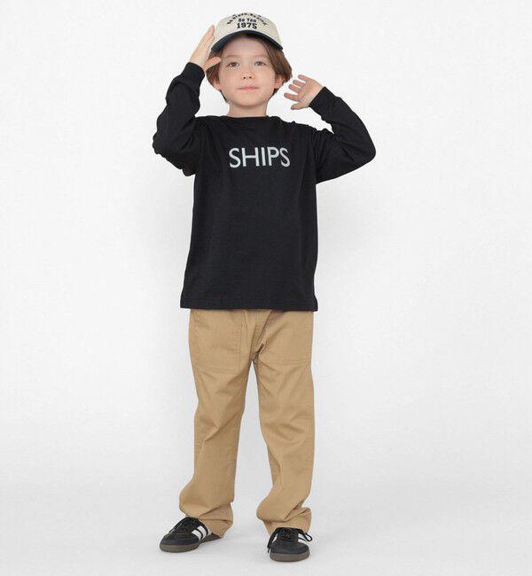 SHIPS KIDS「SHIPS KIDS:100～130cm/刺繍 ロゴ ロングスリーブ Tシャツ」|Tシャツ・カットソー|