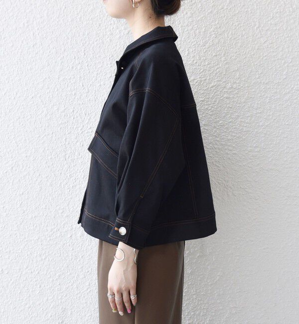 SHIPS any「SHIPS any:〈洗濯機可能〉チノ ステッチ ショート シャツ ジャケット」|ブルゾン・スタジャン|