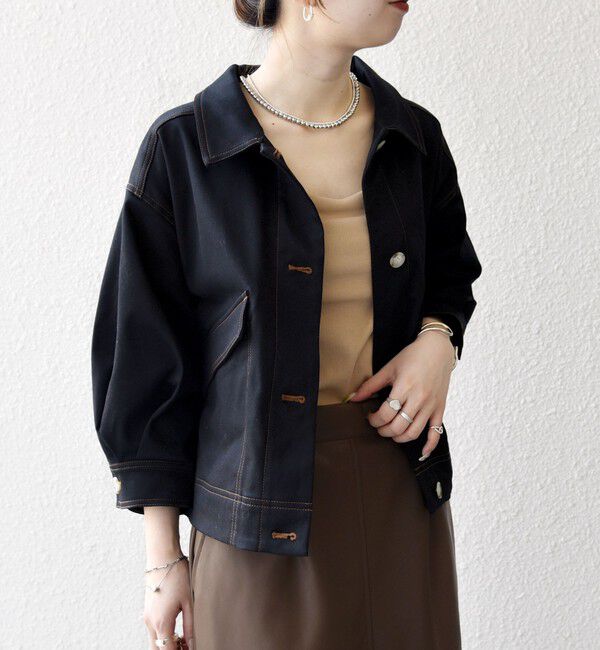 SHIPS any「SHIPS any:〈洗濯機可能〉チノ ステッチ ショート シャツ ジャケット」|ブルゾン・スタジャン|