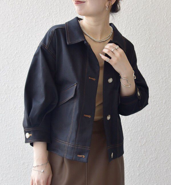 SHIPS any「SHIPS any:〈洗濯機可能〉チノ ステッチ ショート シャツ ジャケット」|ブルゾン・スタジャン|