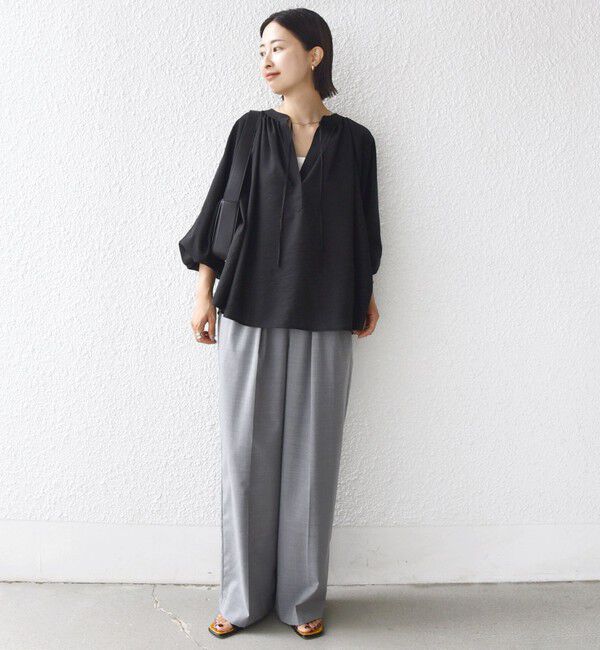 SHIPS for women「〈手洗い可能〉シアー タンブラー デザイン ギャザー ブラウス」|シャツ・ブラウス|