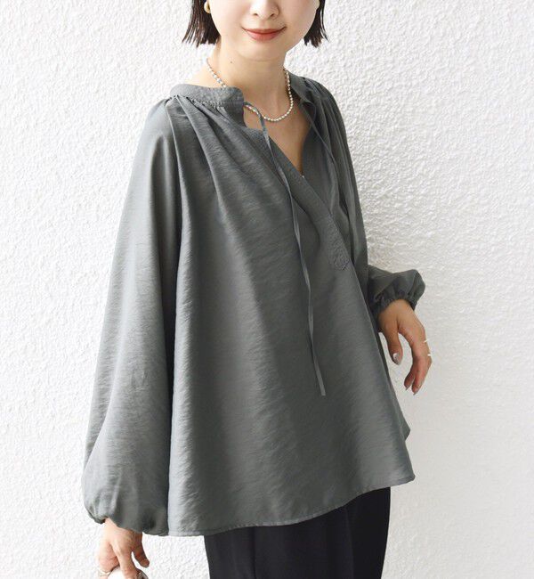 SHIPS for women「〈手洗い可能〉シアー タンブラー デザイン ギャザー ブラウス」|シャツ・ブラウス|