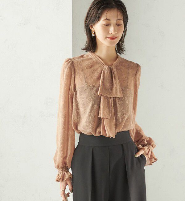 SHIPS for women「【SHIPS別注】troisiemeCHACO: 〈手洗い可能〉2WAY シアー タイ ブラウス（セレモニー対応可）」|シャツ・ブラウス|キャメル