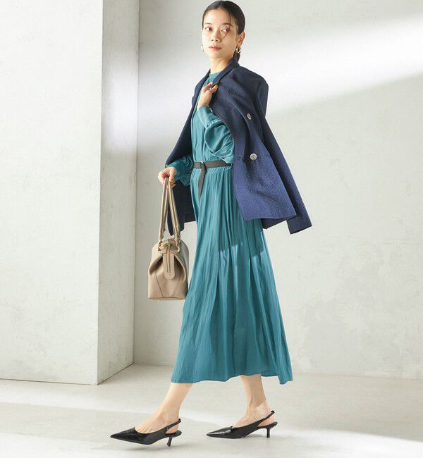 SHIPS for women「〈手洗い可能〉カッセン ギャザー ベルト付き 長袖 ワンピース」|ワンピース|