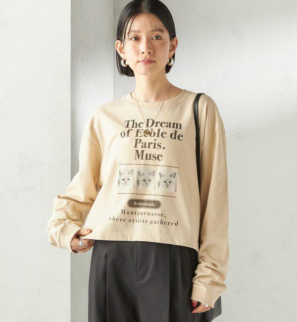 SHIPS for women「【SHIPS別注】Odub: フォト プリント クロップド ロングスリーブ TEE」|Tシャツ・カットソー|