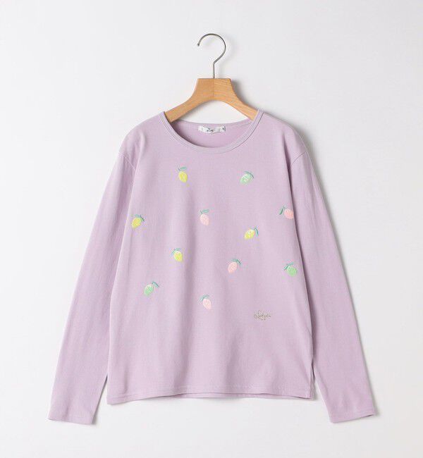 SHIPS KIDS「SHIPS KIDS:140～150cm /レモン スパンコール 刺繍 ロングスリーブ Tシャツ」|Tシャツ・カットソー|ラベンダー