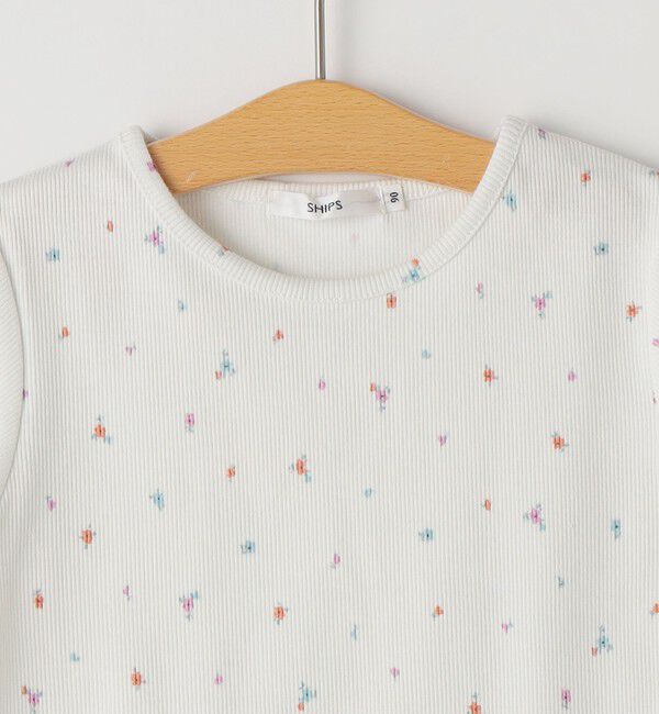 SHIPS KIDS「SHIPS KIDS:80～90cm /フラワー テキスタイル リブTシャツ」|Tシャツ・カットソー|