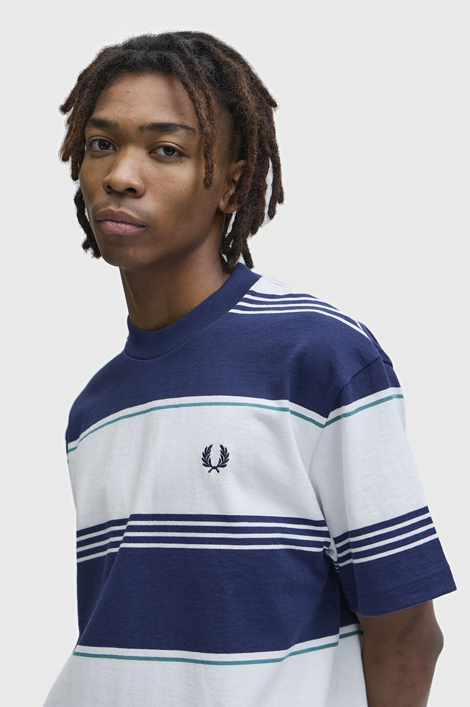 FRED PERRY 「Heavyweight Striped T-Shirt」|Tシャツ・カットソー|TENNIS BLUE