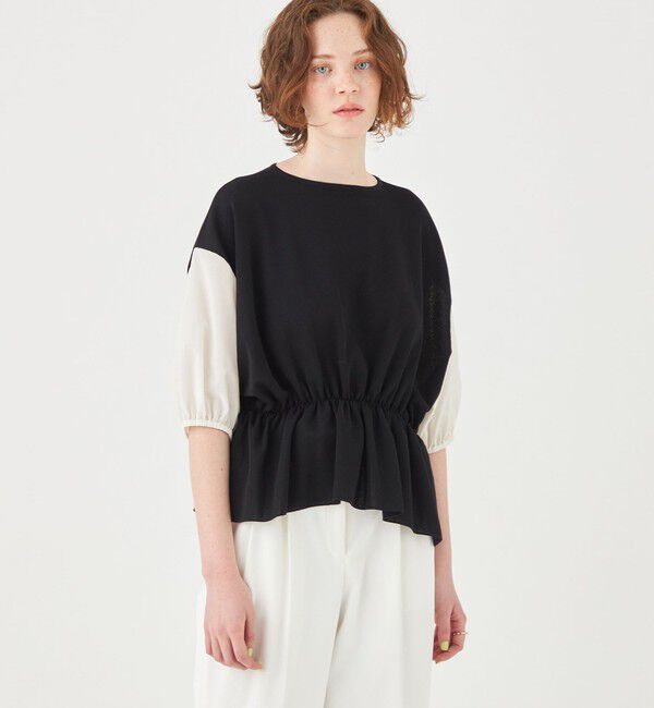 Ballsey「ファブリックコンビ パフスリーブプルオーバー」|ニット・セーター|