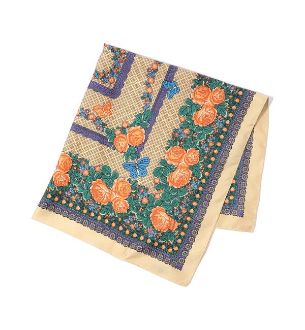 SOULEIADO「シルクプリントスカーフ」|バンダナ・スカーフ|42 ライトベージュ系