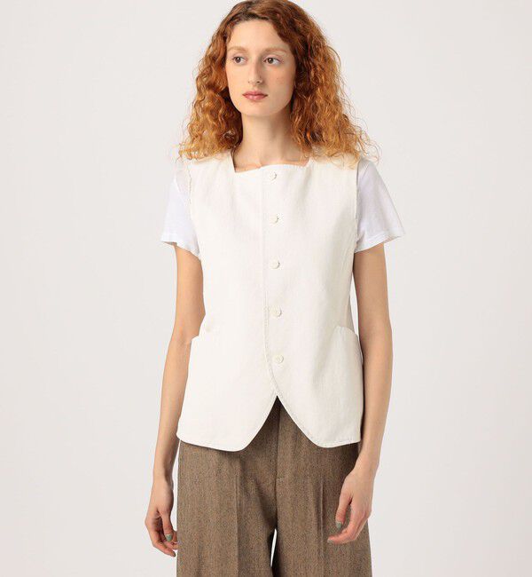 MACPHEE「ピグメントドリルクロス スクエアネックベスト」|ベスト・ジレ|