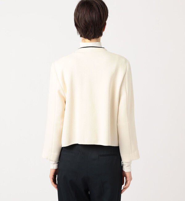 Ballsey「ニットコンビダブルクロス クルーネックジャケット」|ノーカラージャケット|