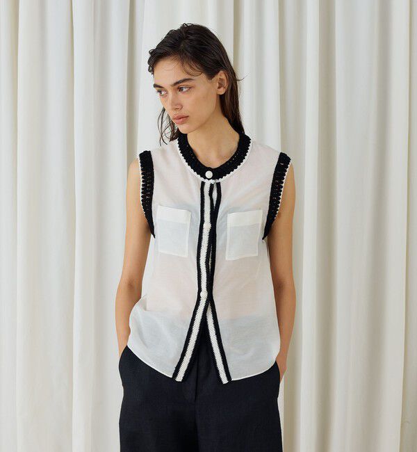 DES PRES「コットンシルクローン スリーブレスブラウス」|シャツ・ブラウス|