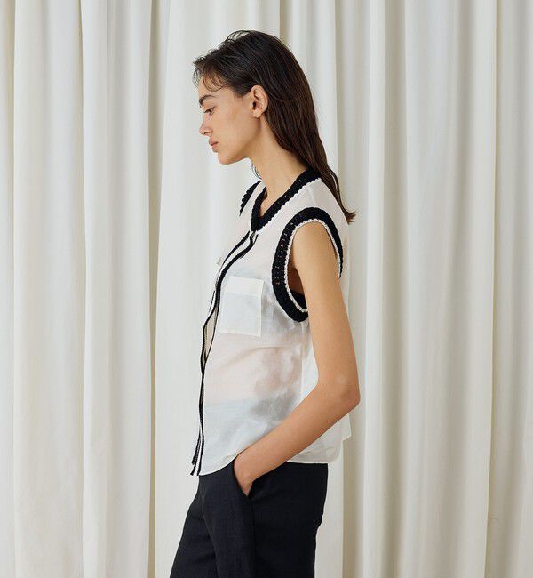 DES PRES「コットンシルクローン スリーブレスブラウス」|シャツ・ブラウス|