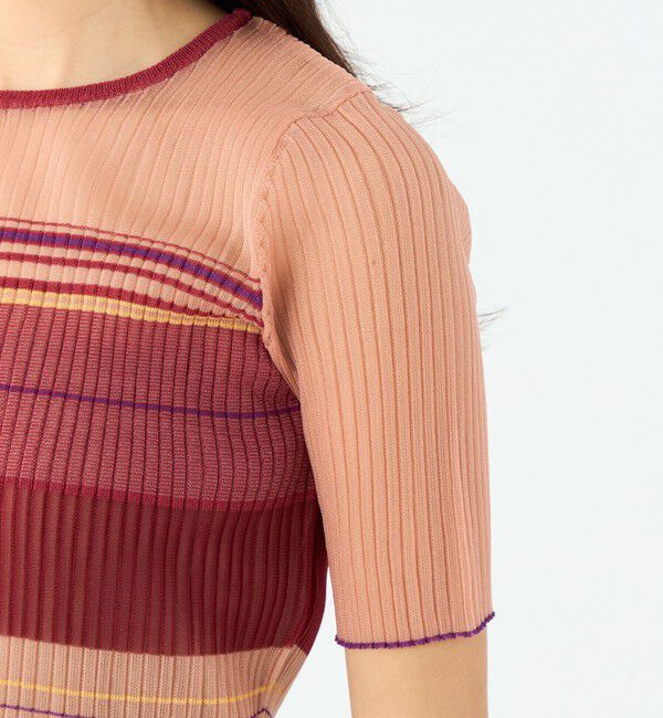 MACPHEE「シアーボーダー ハーフスリーブプルオーバー」|ニット・セーター|
