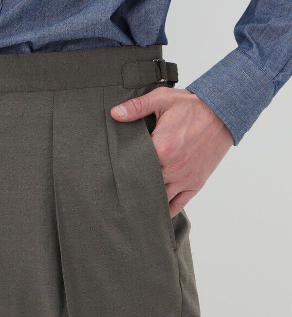 TOMORROWLAND MENS「ウールモヘヤ 2プリーツサイドアジャスタースラックス Ｖ.B.CANONICO」|スラックス|