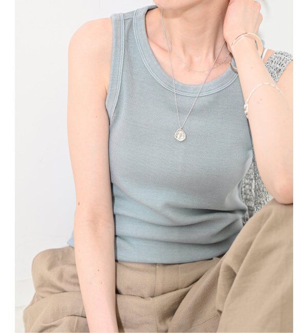 SLOBE IENA「《追加》コットンテレコアメスリ」|タンクトップ|サックスブルー B