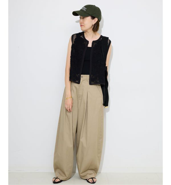 SLOBE IENA「《接触冷感/WEB限定/追加2予約》ライトチノタックカーブトラウザー」|チノ|