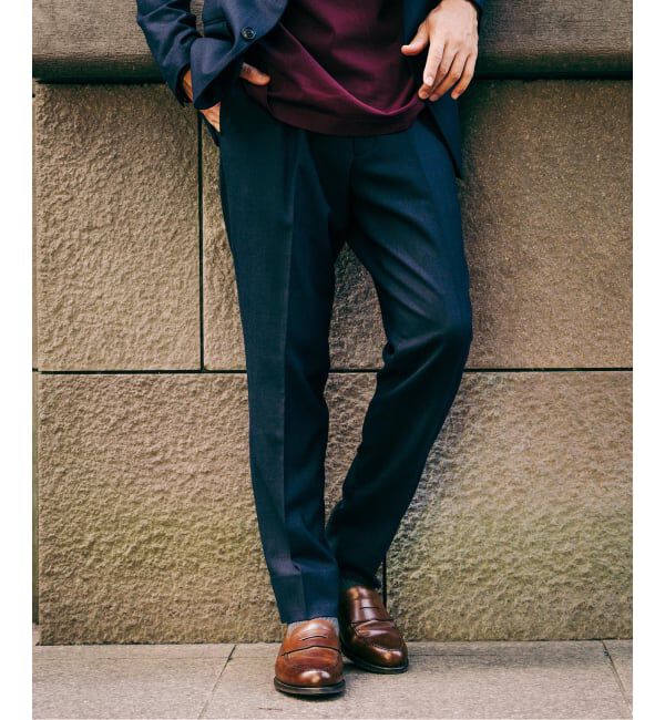 EDIFICE「SUPER 120&rsquo;s ウールサキソニー テーパードパンツ【セットアップ着用可能】」|スラックス|