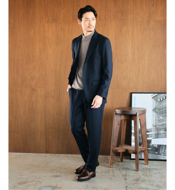EDIFICE「SUPER 120&rsquo;s ウールサキソニー テーパードパンツ【セットアップ着用可能】」|スラックス|